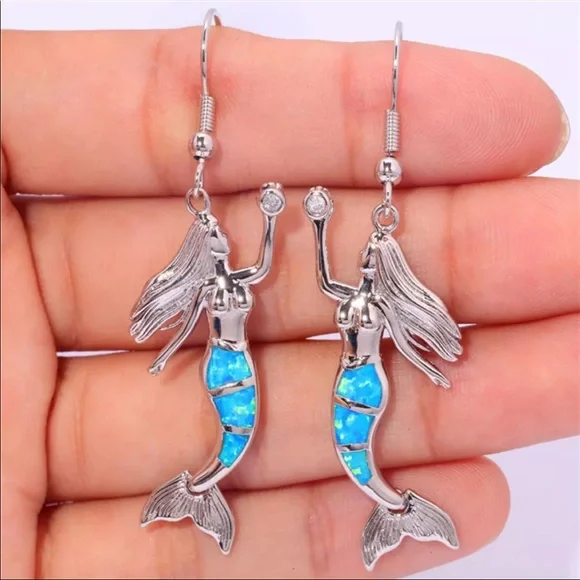 Blue Mermaid Earrings - Picture 1 of 1